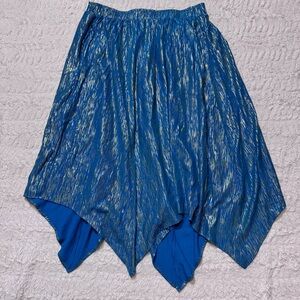 Nanette Metallic Blue & Gold Fairy Skirt XL boho flowy retro